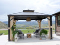 Sunjoy Outdoor Patio 11x13 Black 2-Tier Aluminum Backyard Hardtop Gazebo