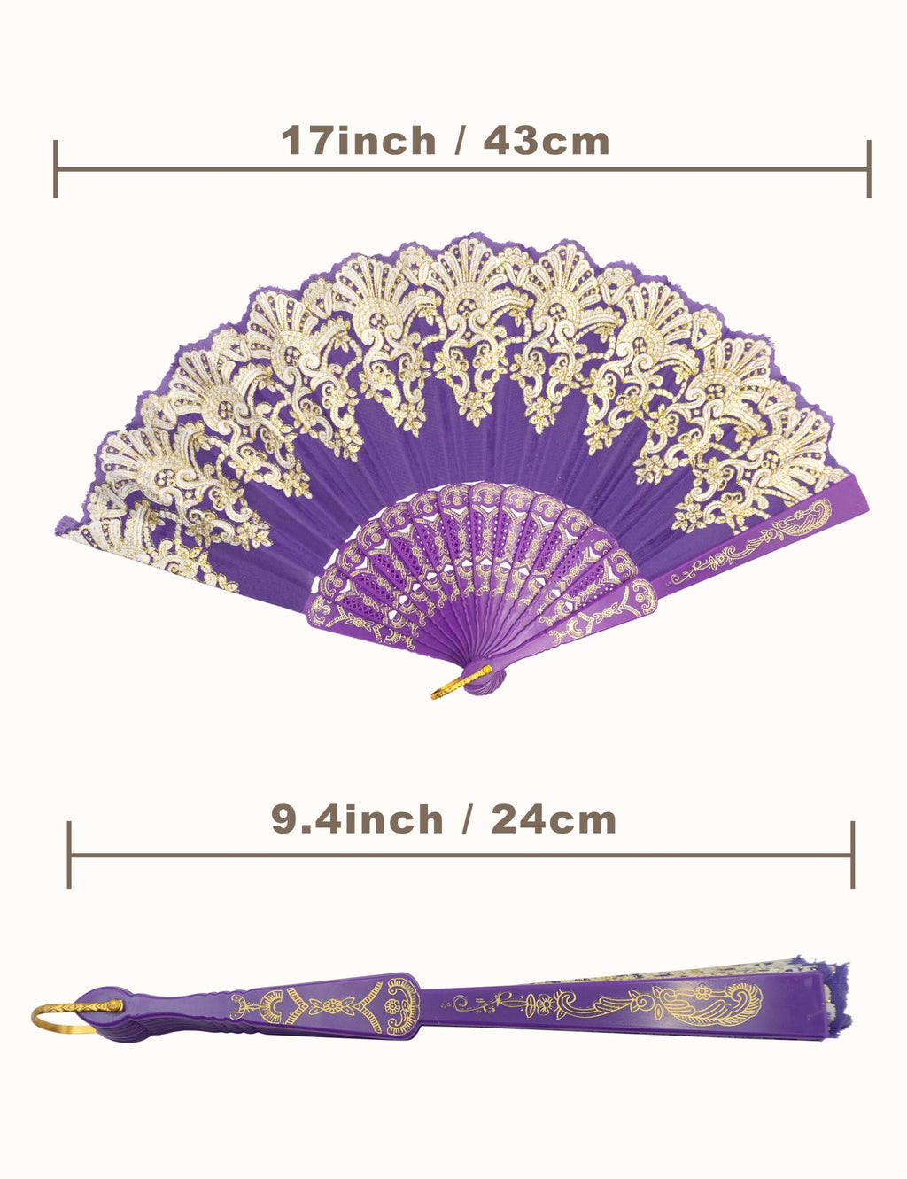 Eosau Handheld Chinese Folding Fan Hand Fans For Women Foldable Bulk For Party Wedding Church Dancing (5 Mixed Colors)