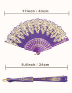 Eosau Handheld Chinese Folding Fan Hand Fans For Women Foldable Bulk For Party Wedding Church Dancing (5 Mixed Colors)
