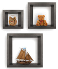Greenco Set of 3 Cube Floating Shelves, Decorative, Walnut Finish