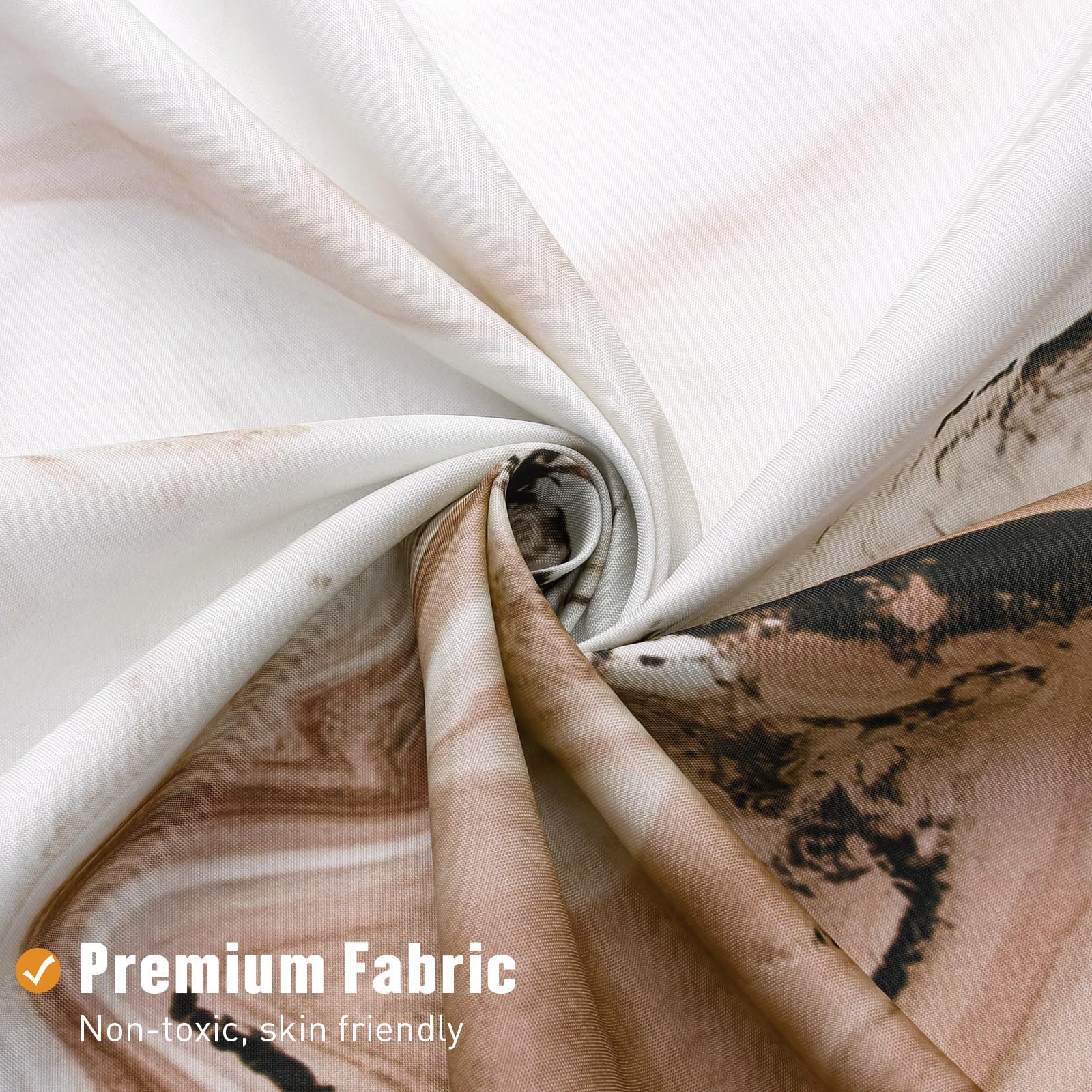 Mitovilla Brown Marble Shower Curtain, Abstract Ombre Fabric Shower Curtains For Modern Bathroom Decor, Luxury Cloth Watercolor