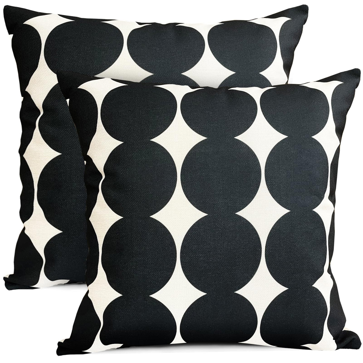Rysmiyou Decorative Throw Pillow Covers Set Of 2 Black Fashion Polka Dot Pillow Covers 18X18 Inch Throw Pillow Cover Linen Pillo