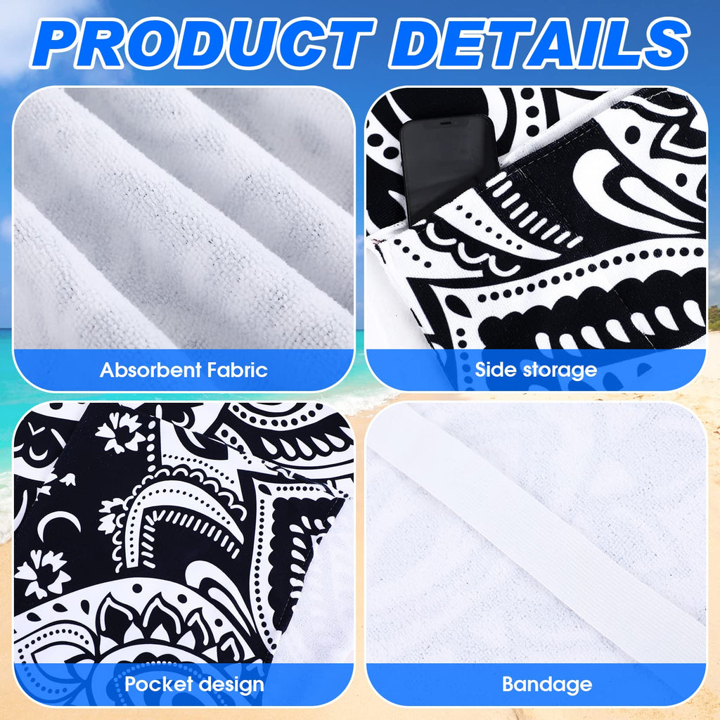 Oudain 2 Pcs Beach Chair Covers With Side Pockets Boho Pool Chaise Lounge Cover Mandala Microfiber Chaise Lounge Chair Towel Cov