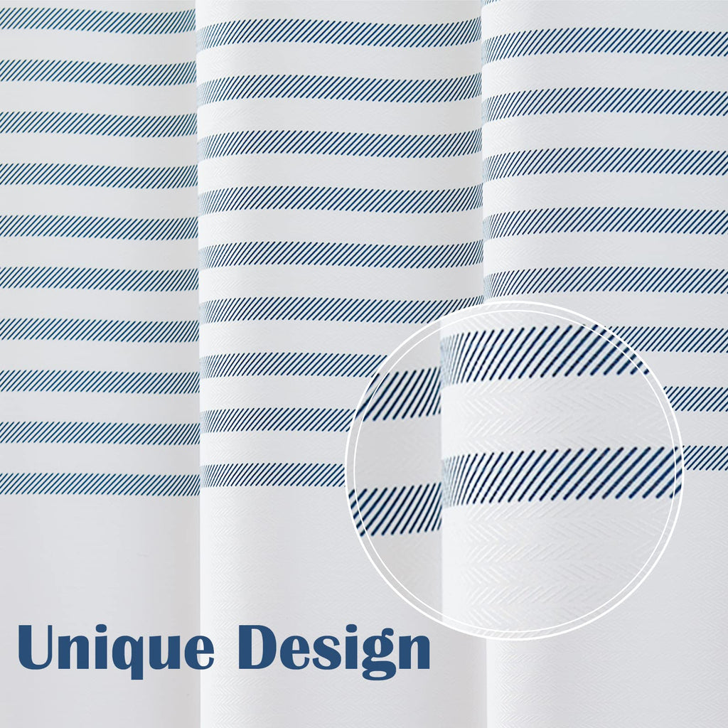 Jinchan White Shower Curtain With Blue Stripes Fabric Shower Curtain For Bathroom Modern Shower Curtain Waterproof In Bath 70X72