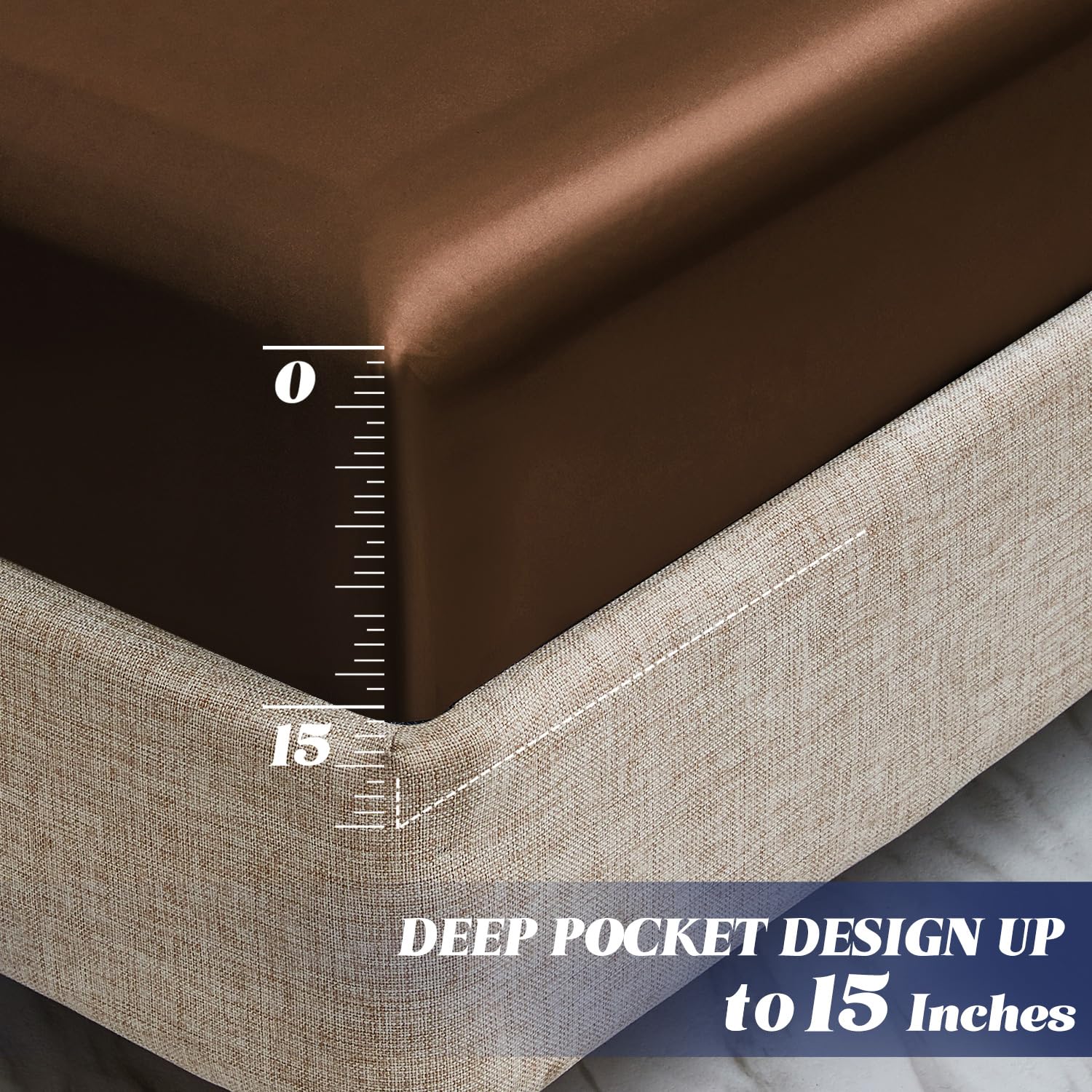 Mr&Hm Satin Fitted Sheet Twin Xl Size, Silky Bottom Sheet With Elastic Corner Straps, Deep Pocket Up To 15 Inch, No More Slippin