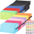 Tecbeauty 48Pcs Zipper Pouch With Labels, Waterproof Pencil Storage Bags For Office Supplies Travel Accessories, A6 Size, 12 Col