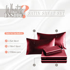 Elegant Comfort Luxurious 4-Piece Silky Satin Sheet Set, Skin And Hair Friendly, Wrinkle, Fade, Stain Resistant With Deep Pockets Fitted Sheet, Cooling Soft Satin Sheet Set, Full, Burgundy
