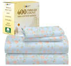 California Design Den Floral Sheets For Full Size Bed - 100% Cotton Sheets Set, Luxury 400 Thread Count Sateen, Deep Pocket Full