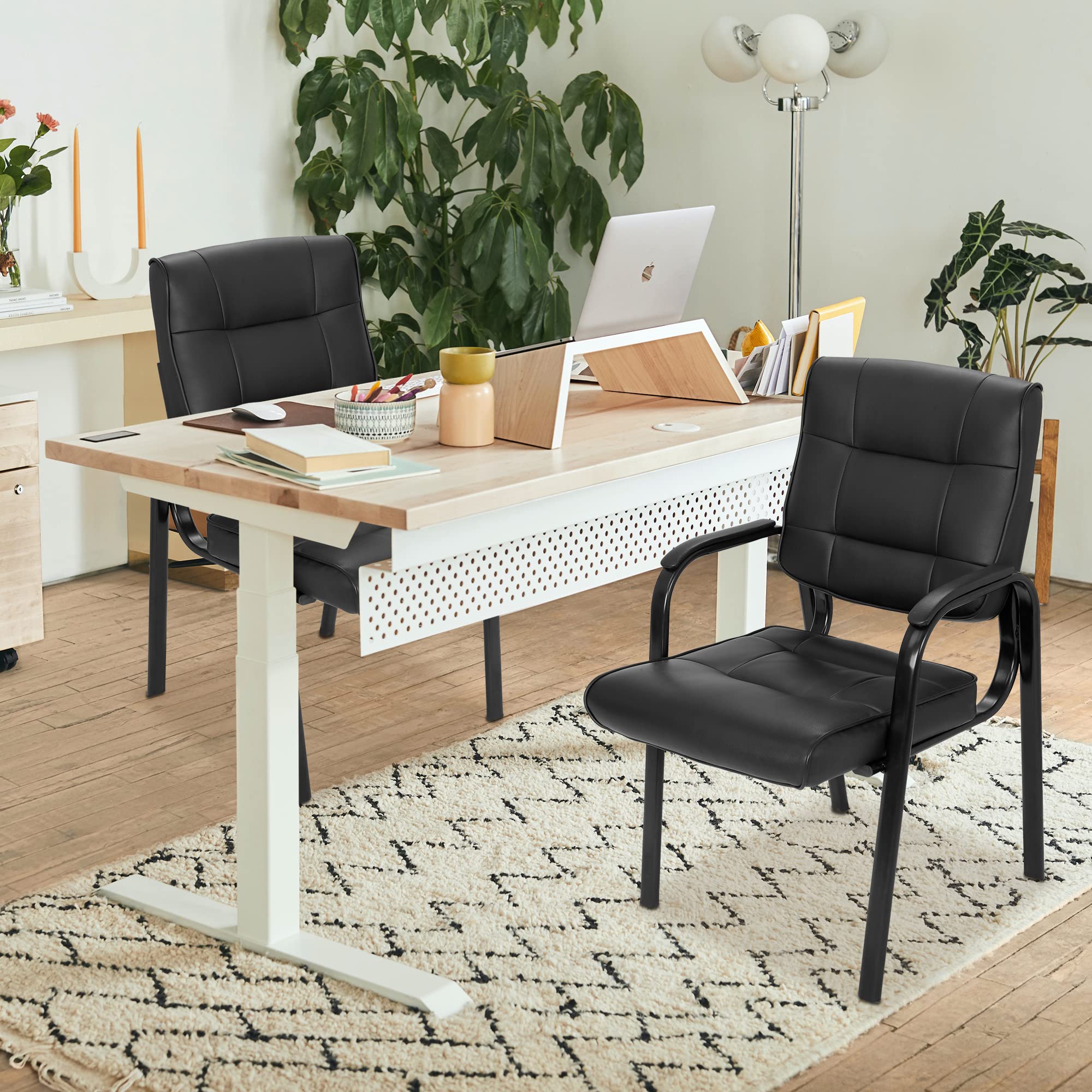 Super Deal Office Guest Chair Bonded Leather Executive Side Chair Reception Chair With Solid Metal Frame Home Office Furniture