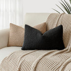 Foindtower Decorative Textured Boucle Throw Pillow Covers Accent Solid Lumbar Pillow Cases Neutral Soft Cozy Couch Cushion Case