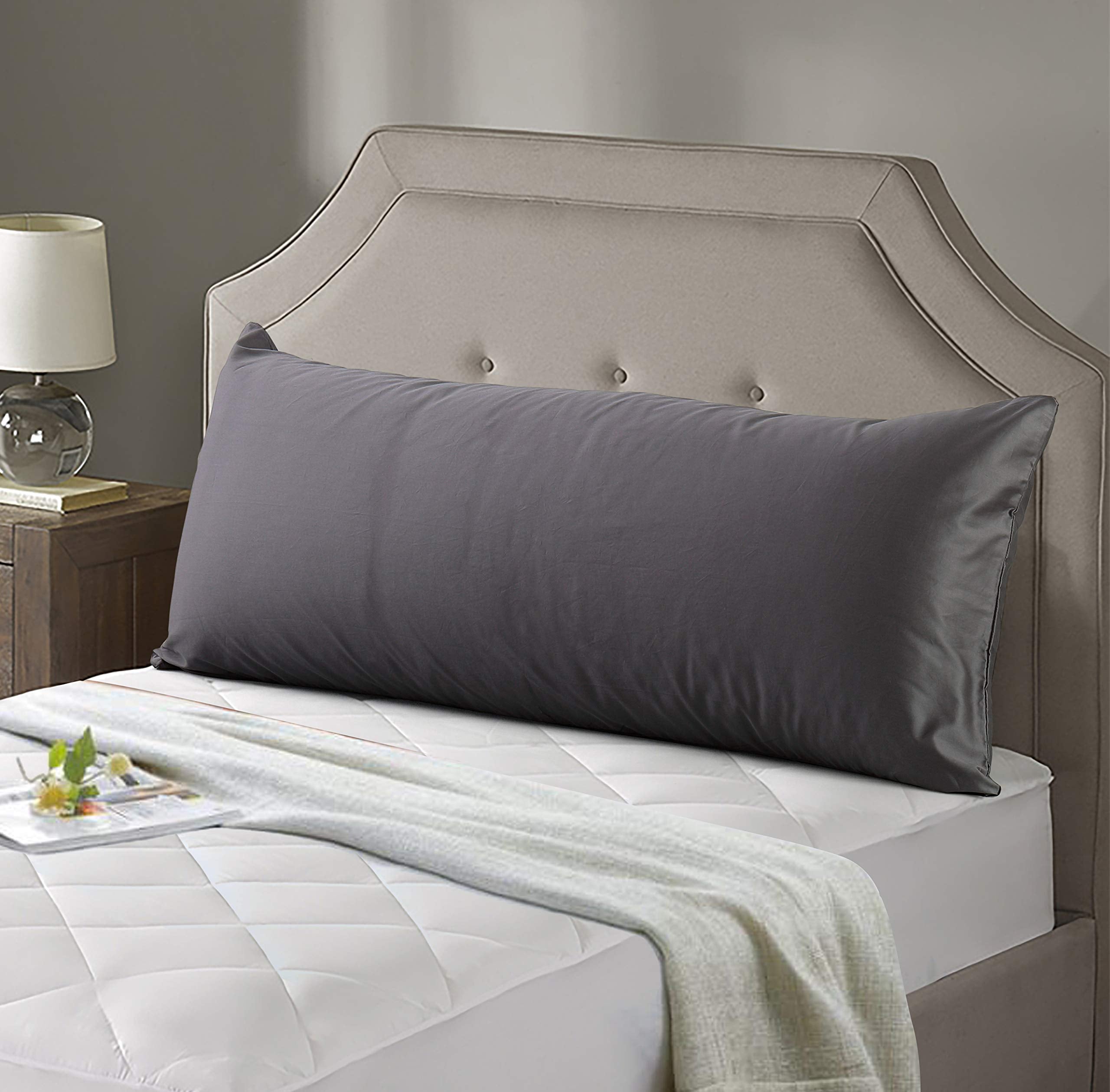 Evolive New 300Tc Thread Count 100% Cotton Body Pillow Cover/Case Replacement With Hidden Zipper Closure 21'X54' (Charcoal Gre