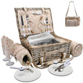 31Pcs Picnic Basket Set For 4 With Insulated Liner And Waterproof Blanket Wine Pouch, Large Wicker Picnic Hamper For Camping,Out