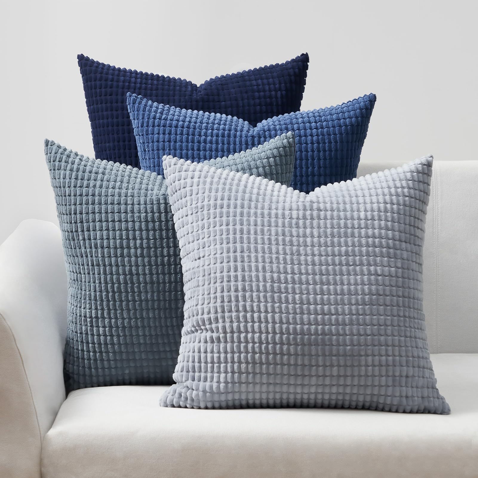 Topfinel 4 Packs Blue Decorative Throw Pillow Covers 22X22 Inch For Living Room Couch Bed Sofa, Boho Western Farmhouse Home Deco