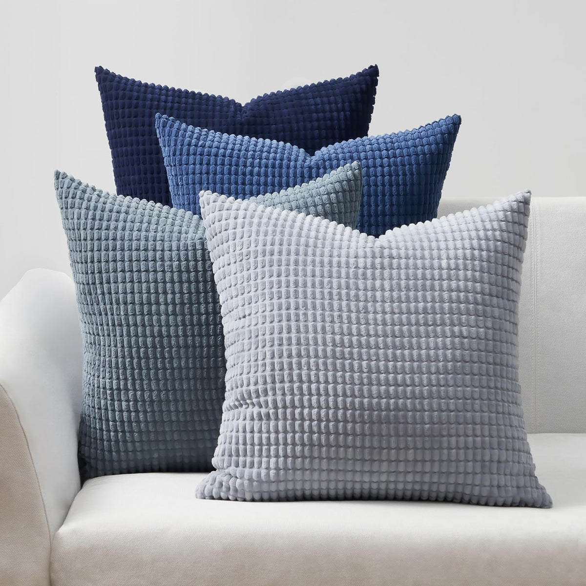 Topfinel 4 Packs Blue Decorative Throw Pillow Covers 16X16 Inch For Living Room Couch Bed Sofa, Boho Western Farmhouse Home Deco