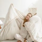 Andency California King Comforter Set Beige - 3 Pieces Cal King Boho Tassel Lightweight Bedding Comforter Sets, Oversized All Season Soft Fluffy Bed Set (104X96In Comforter & 2 Pillowcases)