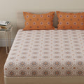 Huesland By Ahmedabad Cotton 144 Tc Cotton Bedsheet For Double Bed With 2 Pillow Covers | Mandala | Orange & Brown