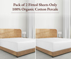 California Design Den 2-Pack 100% Organic Cotton Fitted Sheets Full Size Only, Gots Certified, Percale Weave, Lightweight, Snug-Fit, Crisp, 2X Full Deep Pocket Fitted Sheet - White