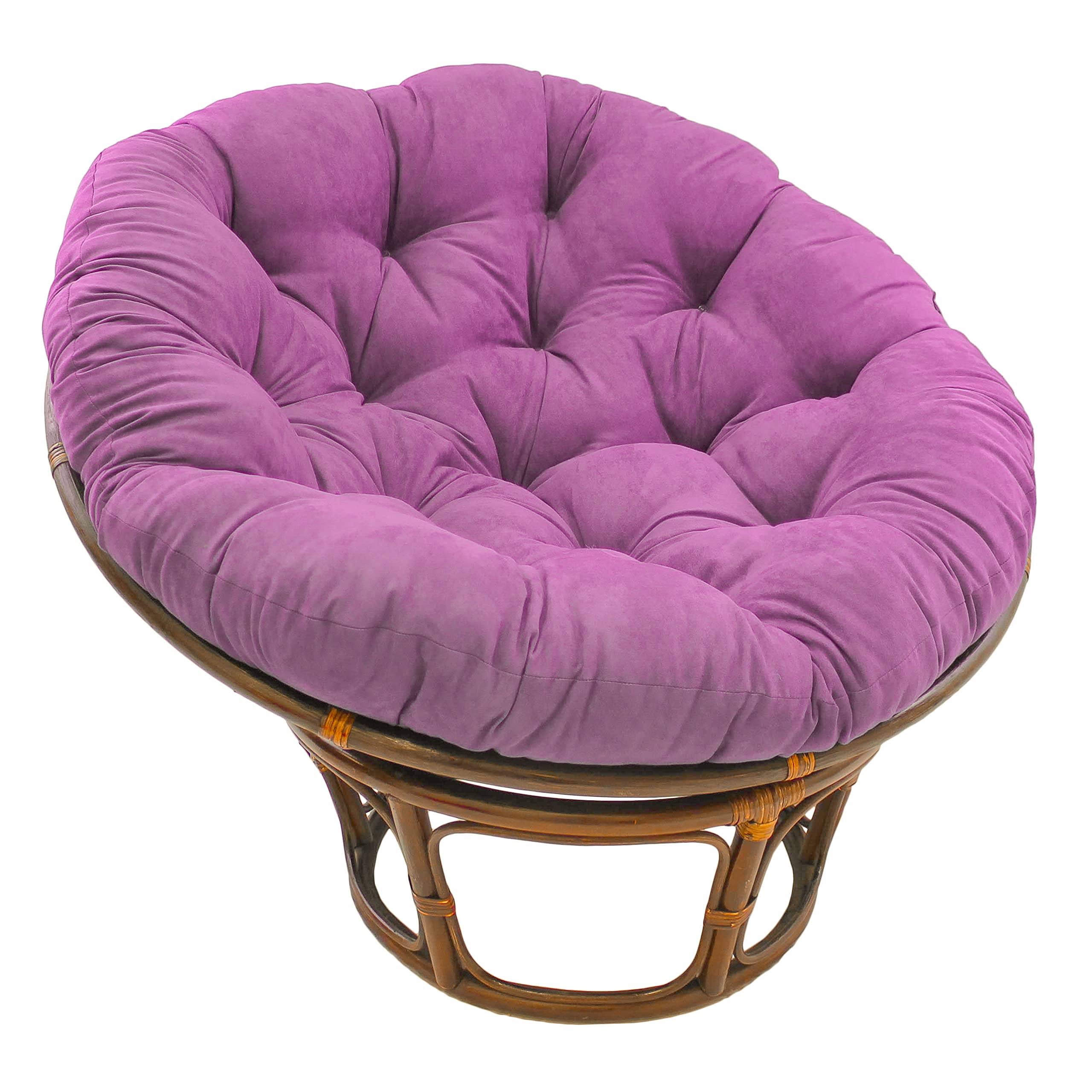 42-inch Rattan Papasan Chair with Solid Micro Swede Cushion - Ultra Violet