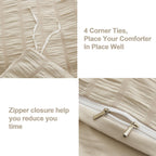 Avelom Beige Seersucker Duvet Cover Set King Size (104 X 90 Inches), 3 Pieces (1 Duvet Cover + 2 Pillow Cases), Ultra Soft Washed Microfiber, Textured Duvet Cover With Zipper Closure, Corner Ties
