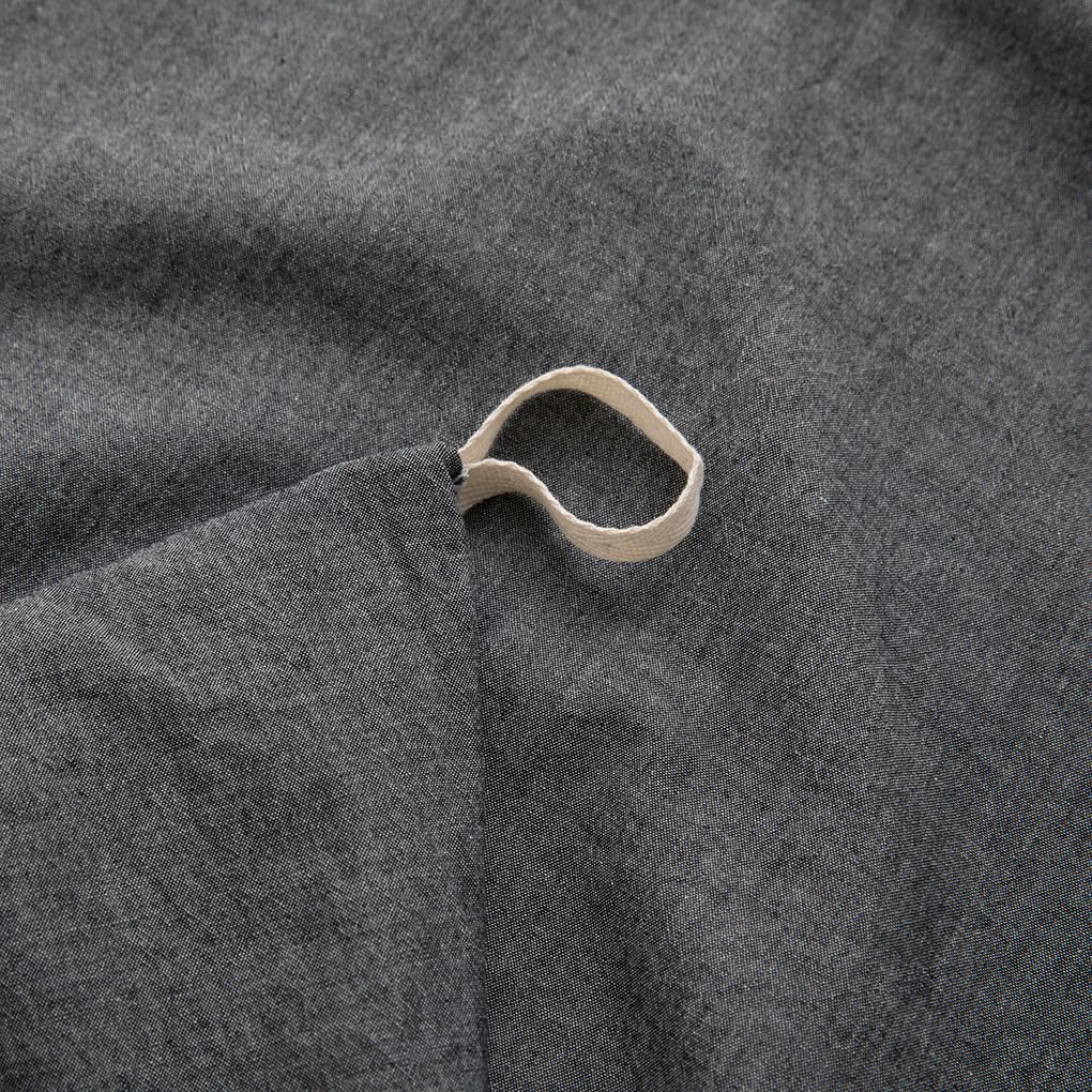 Lovque Dark Grey Duvet Cover Full Size, 100% Washed Cotton Linen Like Bedding Set With Zipper Closure (No Comforter), 80X90 Inch