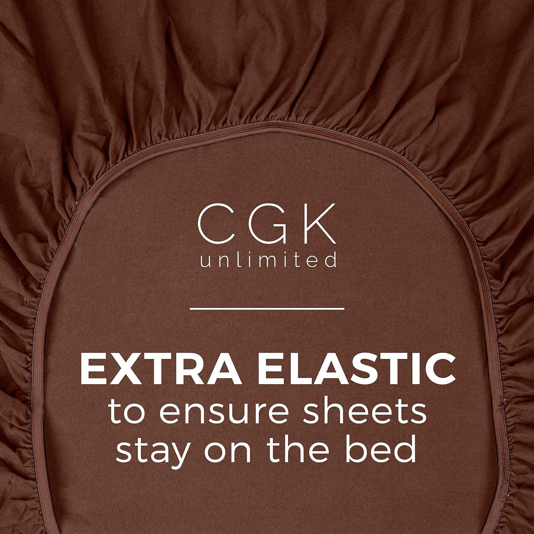 King Fitted Bed Sheet - Hotel Luxury & Cooling Single Fitted Sheet Only - Easily Fits Mattress Up To 16 Inches Perfectly - Soft, Wrinkle Free, Breathable & Comfy Brown Single Fitted Bed Sheet