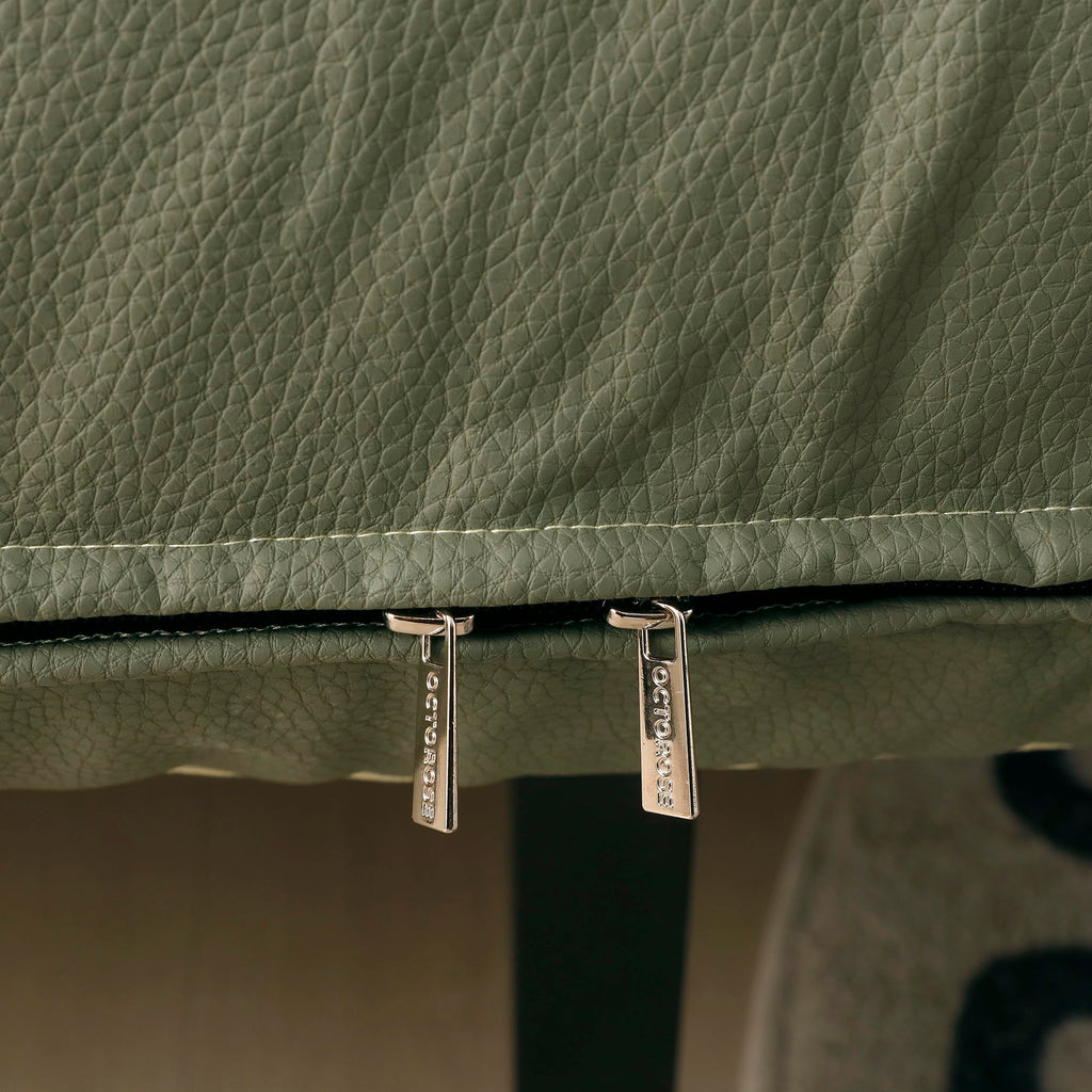 Octorose 3 Side Zipper Full Size Anti Scratch Olive Green Waterproof Pet Friendly Faux Leather Futon Cover/Sofa Day Bed Mattress