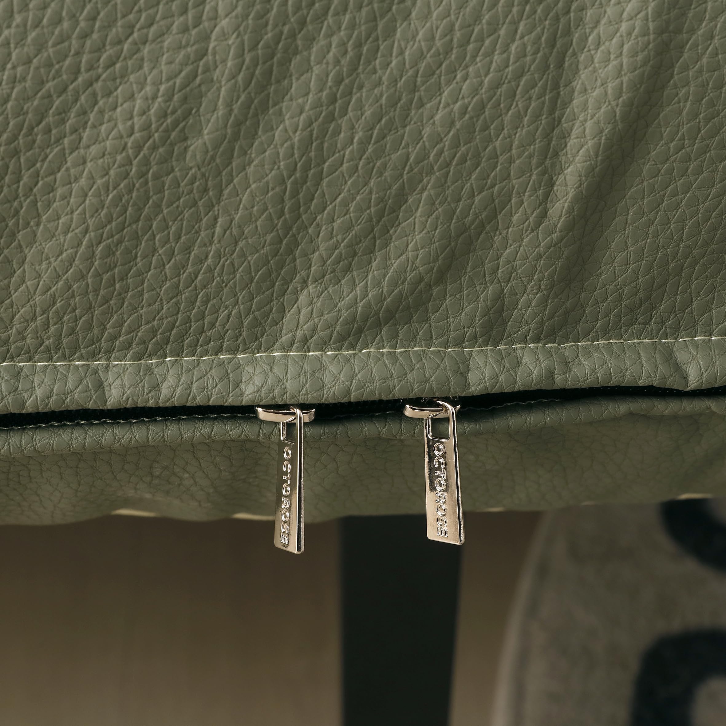 Octorose 3 Side Zipper Full Size Anti Scratch Olive Green Waterproof Pet Friendly Faux Leather Futon Cover/Sofa Day Bed Mattress