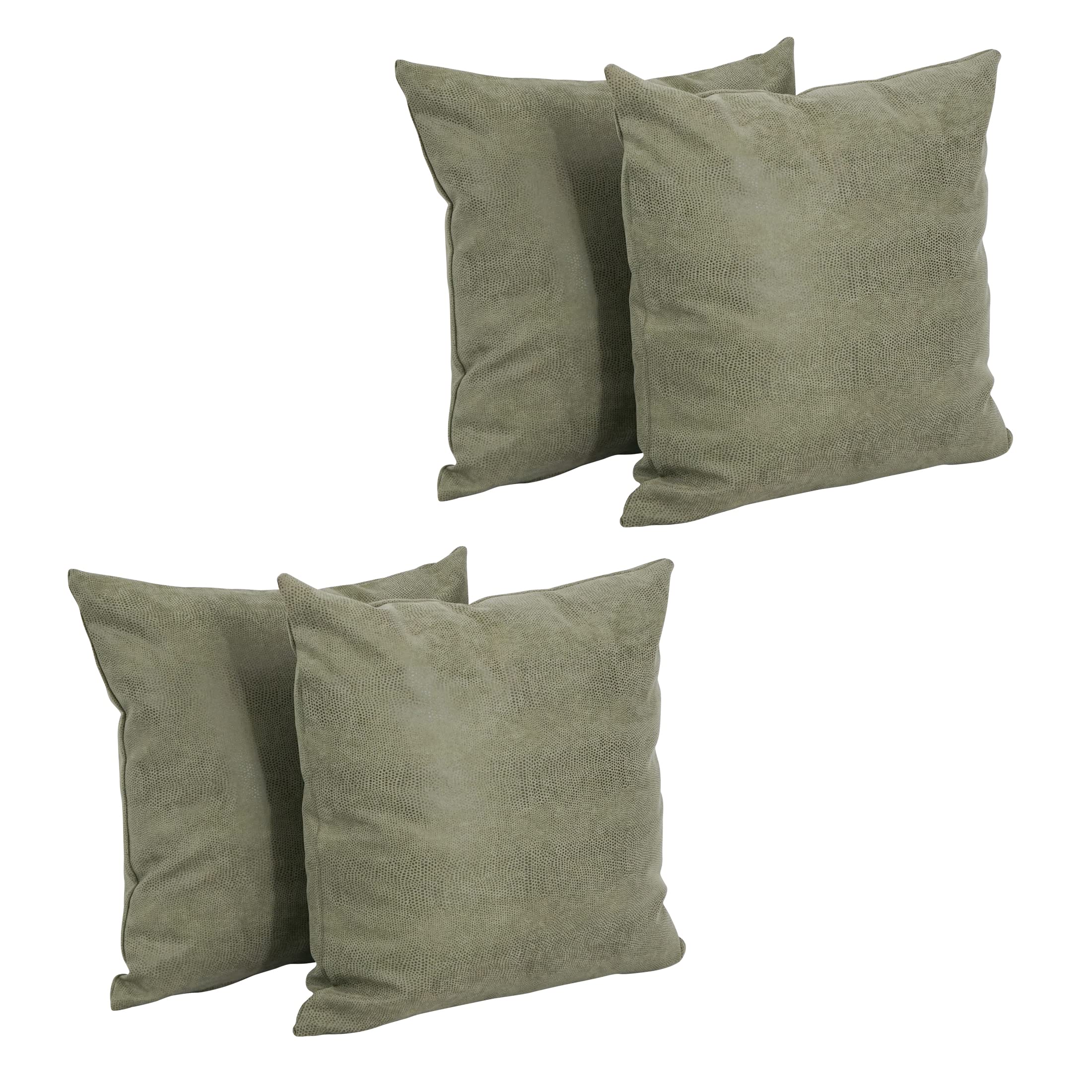 Blazing Needles Faux Leather Throw Pillow, 17&quot;, Sage Green 4 Count