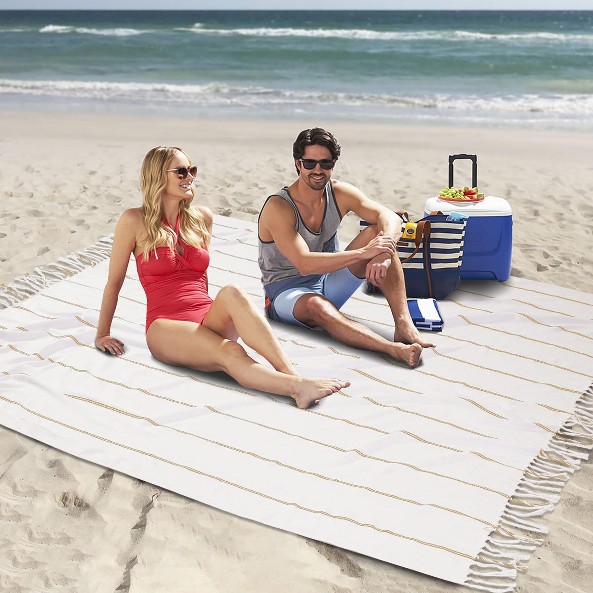 Jumbo Cotton Turkish Beach Towel Pool Blanket Sandproof Fast Dry Thin Extra Large Xl Compact Shelter Canopy Tent Must Haves Ship