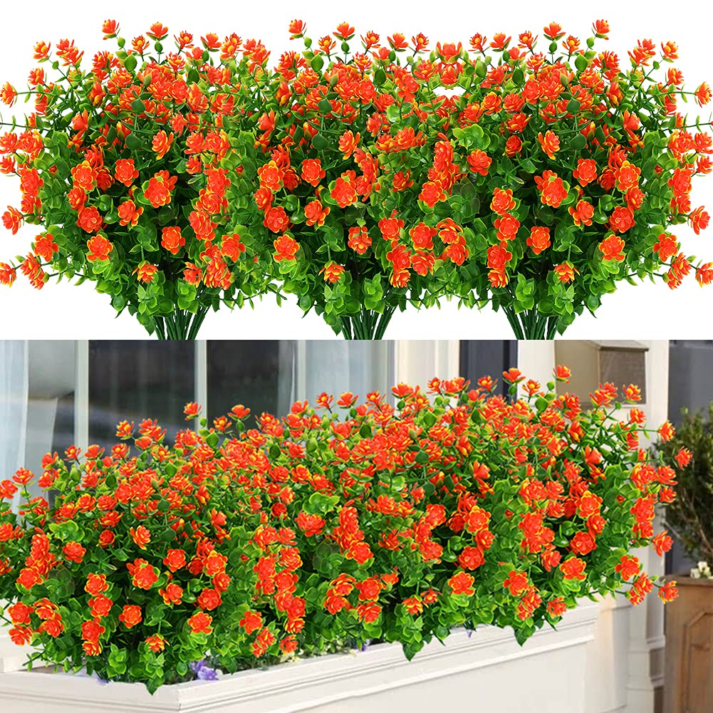 ArtBloom 6 Bundles Outdoor Artificial Flowers UV Resistant Fake Boxwood Plants, Faux Greenery for Indoor Outside Hanging Plants 