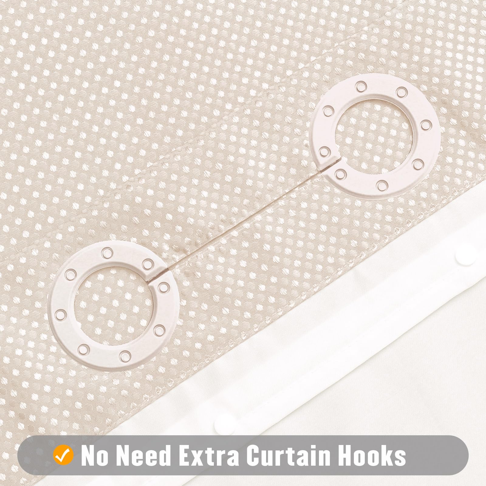 Mitovilla Pink Long Shower Curtain 72 X 80, No Hooks Needed 80 Inch Long Heavyweight Waffle Fabric Shower Curtain Set With Snap-