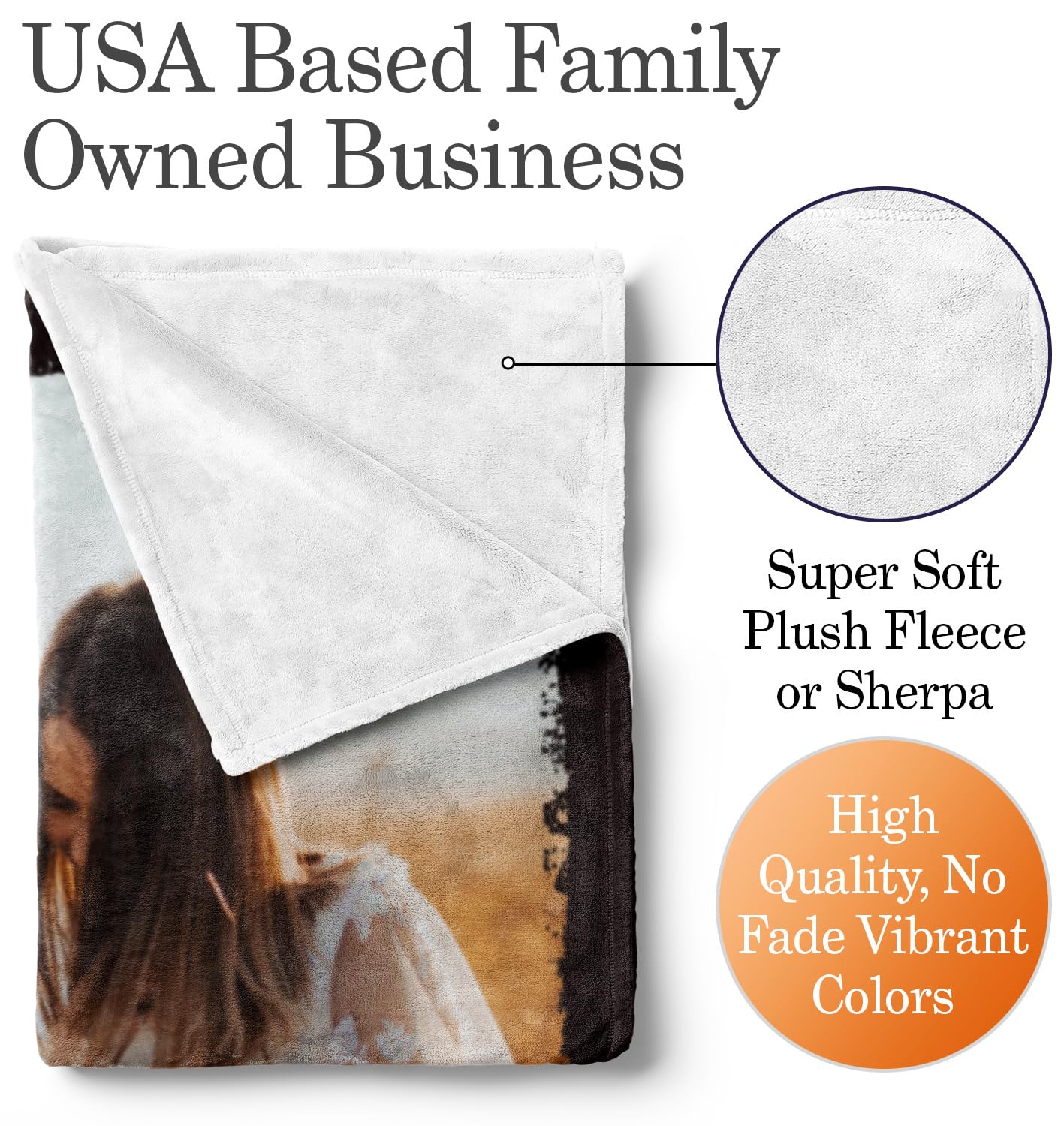 Ships Next Day, Custom Blanket With Picture And Text - Printed In Usa, Personalized Photo Blanket With Text (Fleece 50X60)