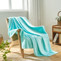 Newcosplay Super Soft Twin Blanket Turquoise Premium Silky Flannel Fleece Leaves Pattern Lightweight Bed Blanket All Season Use