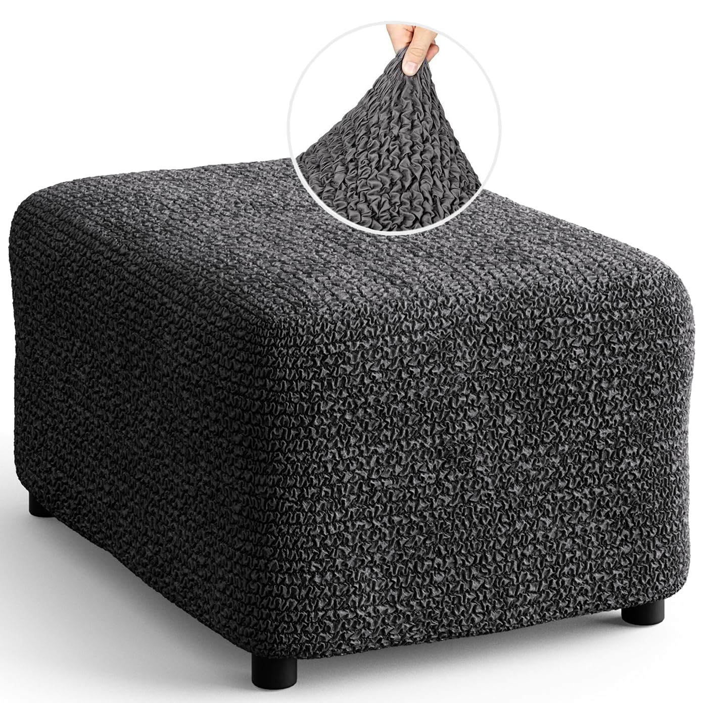 PAULATO BY GA.I.CO. Ottoman Cover Stool Cover Pouf Slipcover - Soft Polyester Fabric Slipcover - 1-Piece Form Fit Stretch Furnit