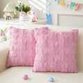Lomchen Easter Throw Pillow Covers 20X20 Inch Set Of 2 For Easter Decorations Pink Bunny Rabbit Soft Plush Faux Fur Wool Pillow