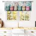 Laifzere Teal Farmhouse Floral Curtain Valance For Window Treatments Rustic Flower Kitchen Treatment Country Wooden Barn Inspira