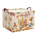 Clastyle Rectangular Gnome Cart Fall Basket Autumn Harvest Thanksgaving Gift Basket Orange Farm Turkeys Pumpkin Bin Clothes Toy 