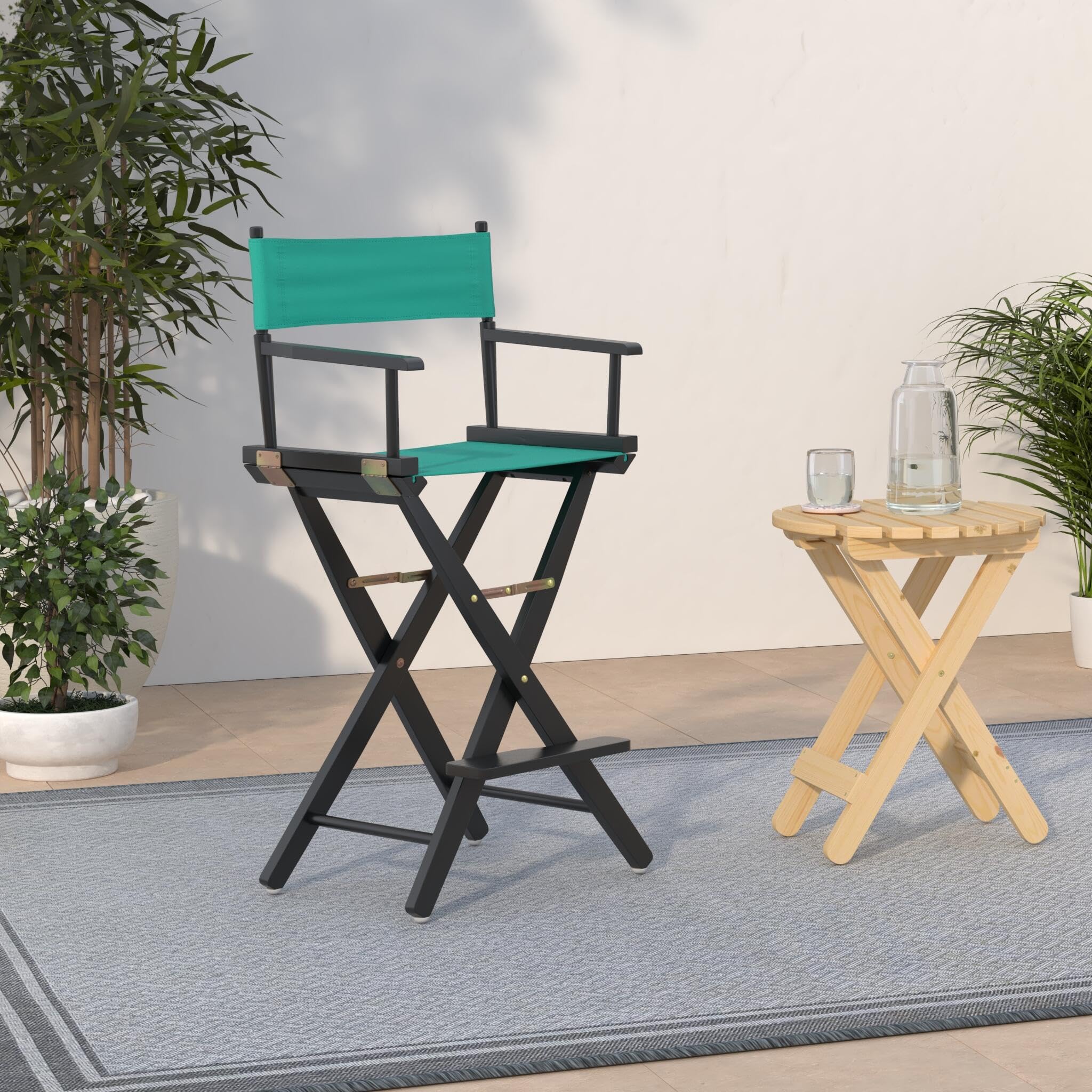 Casual Home 30&quot; Director'S Chair Black Frame-With Teal Canvas, Bar Height