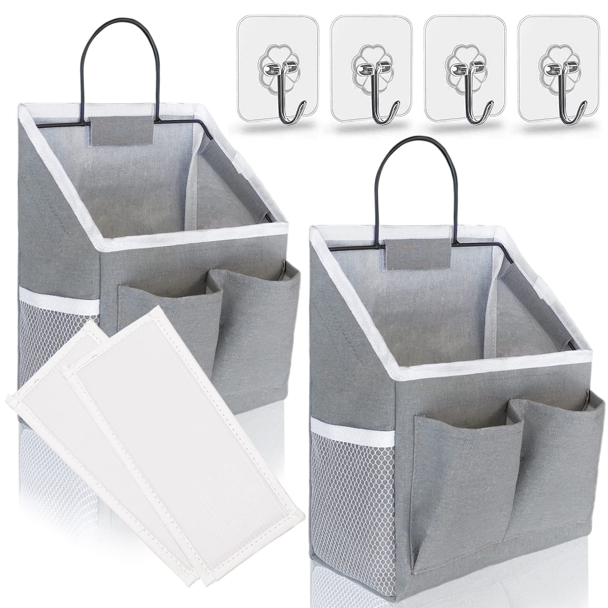 Kanrichu 2pcs Small Wall Hanging Baskets for Organizing, Wall Hanging Storage Bags as Over the Door Organizer, Wall File Organiz