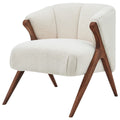 npd furniture and more Florence Faux Shearling Fabric Brown Legs Accent Chair, Beige