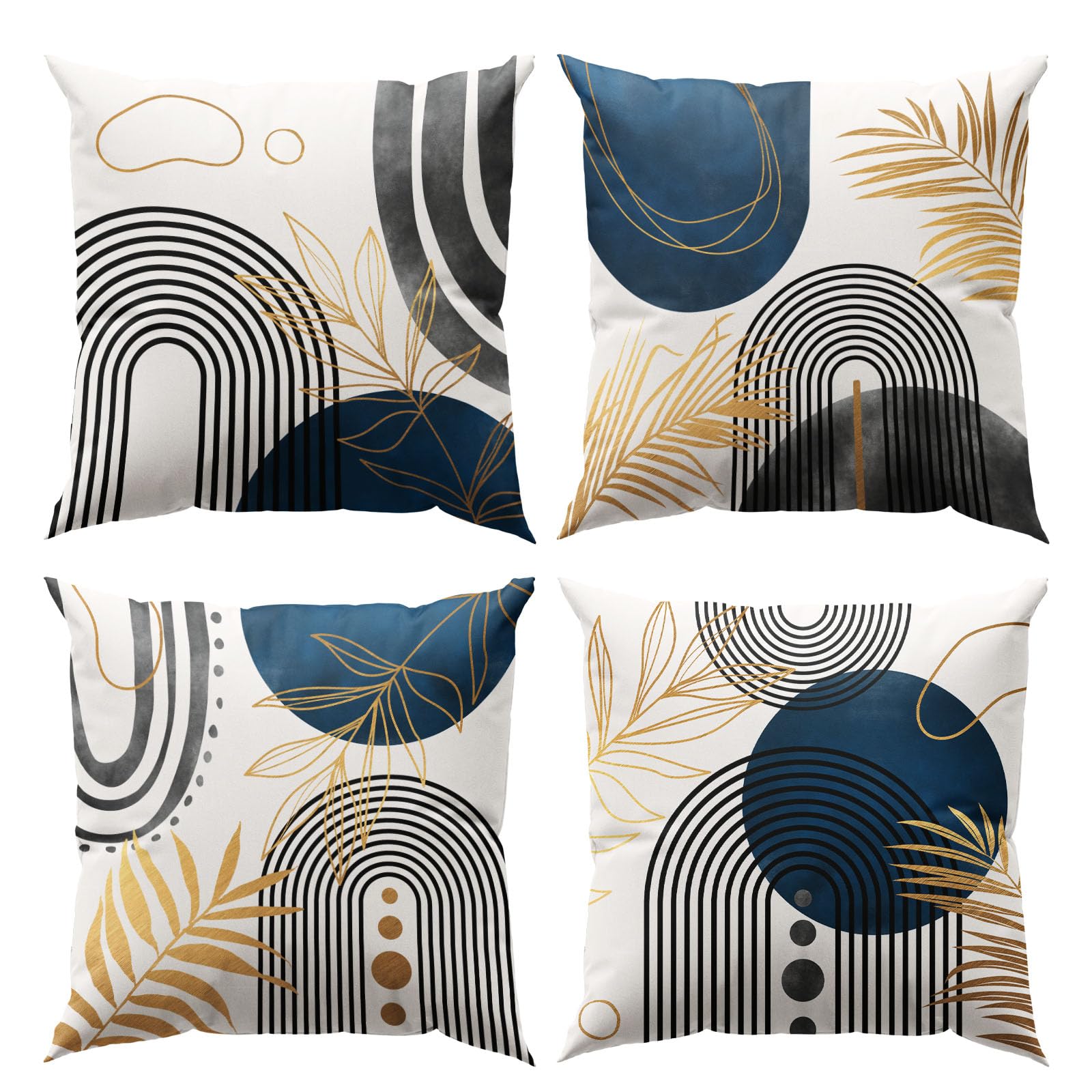 Dzglobal Blue And Grey Throw Pillows Boho Pillow Covers 18X18 Abstract Geometric Pillow Covers Mid Century Modern Decor For Sofa