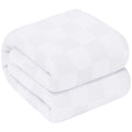 Oakias 100% Cotton Blanket Queen White - 350 Gsm 90 X 90 Inches Soft Thermal Blanket Queen Size - Throw Blanket Lightweight, Bre