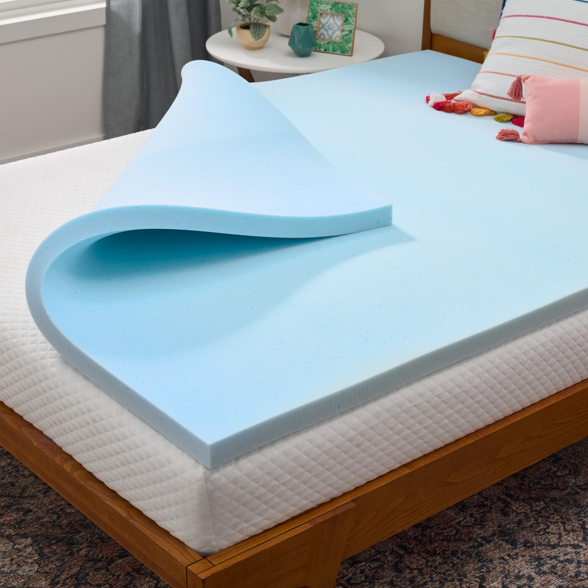 Linenspa Memory Foam Mattress Topper - 2 Inch Gel Infused Memory Foam - Plush Feel - Cooling And Pressure Relieving - Certipur C