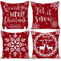 Wilproo Merry Christmas Decorative Pillows Covers 22X22 Set Of 4 For Christmas Decorations Red Christmas Tree Snowflake Winter H