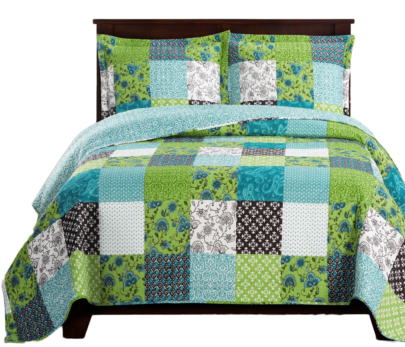 Royal Tradition Rebekah Reversible Coverlets, King Over-Sized 3Pc Quilt Set (110-Inch Wide X 96-Inch Long) Lightweight Bedspread