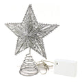 CVHOMEDECO. Silver Glittered 3D Tree Top Star with Warm White LED Lights and Timer for Christmas Tree Decoration and Holiday Sea