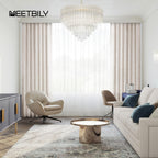 Meetbily 94 Inches Long Linen Sheer Curtains For Living Room 2 Panels Set, Rod Pocket Linen Textured Drapes Modern Airy Privacy