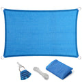 Eden'S Decor Straight Flat-Edged Sun Shade Sail Rectangular 8' X 15' Blue Uv-Blocking Outdoor Canopy Fabric Cloth Awning For Per