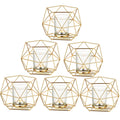 Geometric Tealight Candle Holders Gold - Votive Candle Stand Accents for Tea Light Decorative for Home Table Shelf Mantel Modern