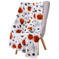Serafina Home Halloween Blanket Throw: Fuzzy Boo! Jack O'Lantern Spider Webs Skull and Black Cats Print on Velvet Fleece for Sof